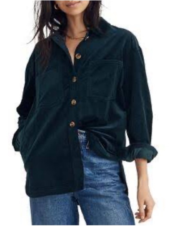 Madewell Tops - Madewell Dark Green Corduroy Oversized Shirt Jacket